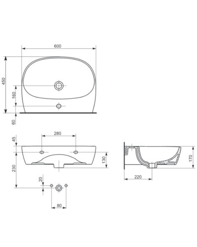 Раковина 60х45 см Cersanit Street Fusion UM-SFU60/1