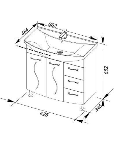 Раковина Aquanet Стиль 850
