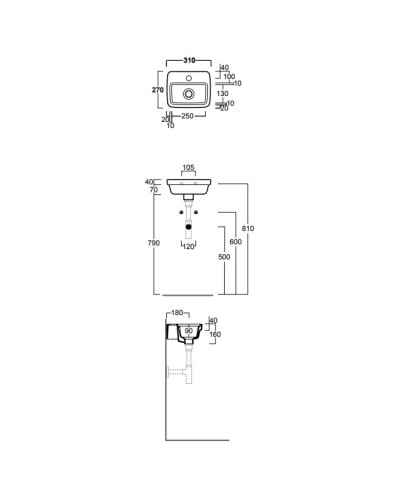 Раковина 31x27 см Simas Evolution EVO13bix1