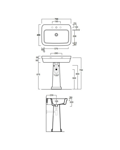 Раковина 70х49 см Simas Evolution EVO11bix1