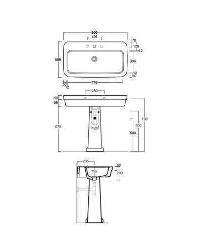 Раковина 90х50 см Simas Evolution EVO12bix1