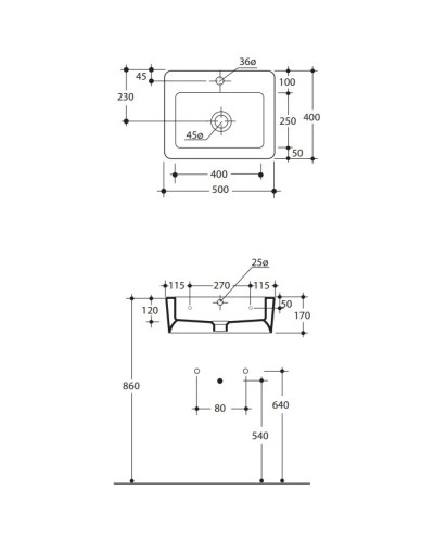 Раковина 50х40 см Kerasan Ego 324101x1
