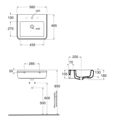 Раковина 55х46,5 см Azzurra Charme CHA255bix1