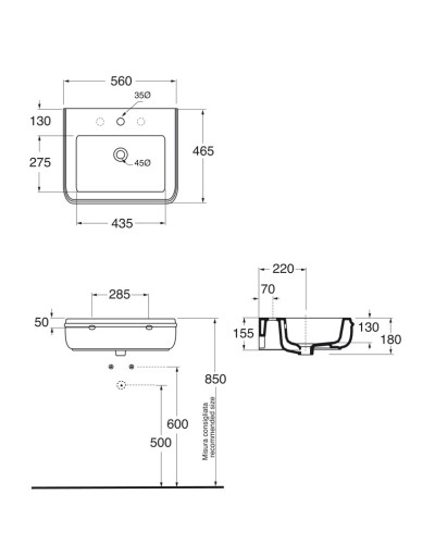 Раковина 55х46,5 см Azzurra Charme CHA255bix1