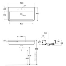 Раковина 90х46 см Azzurra Charme CHA290bix1