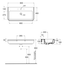 Раковина 90х46 см Azzurra Charme CHA290bix1