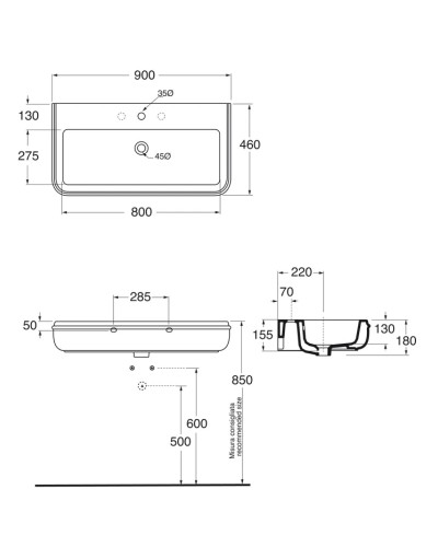 Раковина 90х46 см Azzurra Charme CHA290bix1