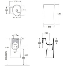 Раковина 35х37 см Azzurra Nativo NAT200/0bix0