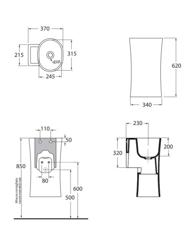 Раковина 35х37 см Azzurra Nativo NAT200/0bix0