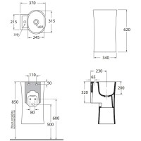 Раковина 35х37 см с одним отверстием под смеситель Azzurra Nativo NAT200/1 bix1