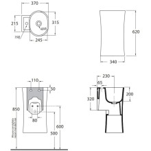 Раковина 35х37 см с одним отверстием под смеситель Azzurra Nativo NAT200/1 bix1