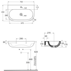 Раковина 75х45 см с одним отверстием под смеситель Azzurra Nuvola NUV200/75bix1