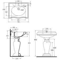 Раковина 70х55 см с одним отверстием под смеситель Azzurra Jubilaeum JUB200/M bix1