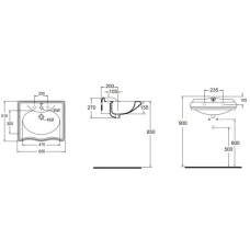 Раковина 60х51 см с одним отверстием под смеситель Azzurra Jubilaeum JUB200/60M bix1