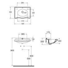 Раковина 50х35 см с отверстием под смеситель справа Azzurra Jubilaeum JUB200/50 bix1dx