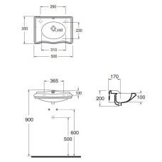 Раковина 50х35 см с отверстием под смеситель слева Azzurra Jubilaeum JUB200/50 bix1sx
