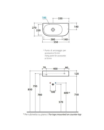Раковина 55х27 см Globo Forty3 SCT55.bix0