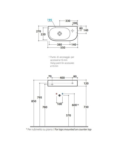 Раковина 55х27 см Globo Forty3 SCT55.bix1dx