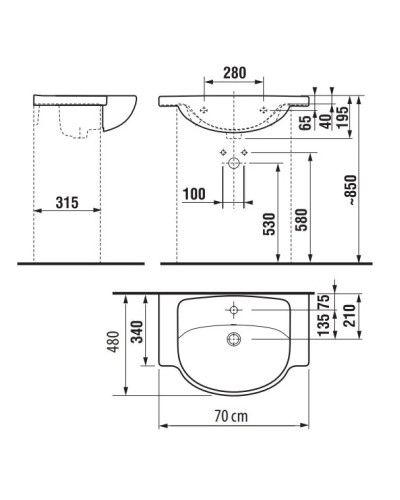 Раковина 70x48 Jika Lyra Plus 8133850001041