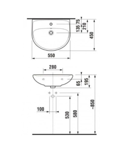 Раковина 55x45 см Jika Lyra Plus 8143820001049