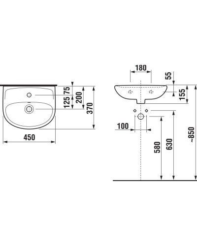 Раковина 45x37 см Jika Lyra 8153820001041