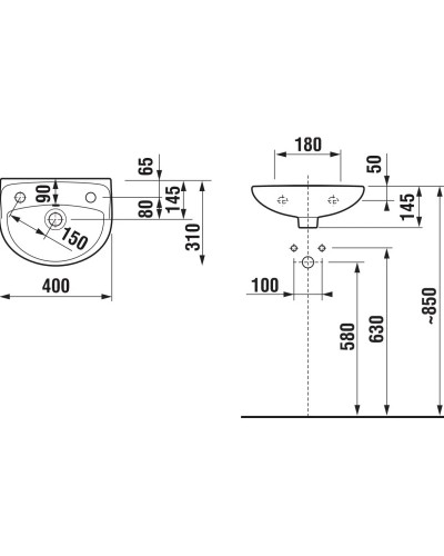 Раковина 40x31 см Jika Lyra Plus 8153810001051
