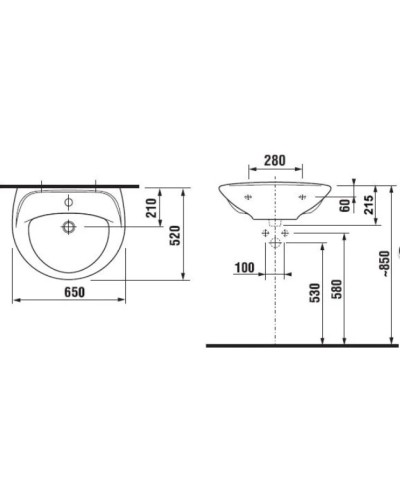 Раковина 65x52 см Jika Lyra Euroline 8142740001045