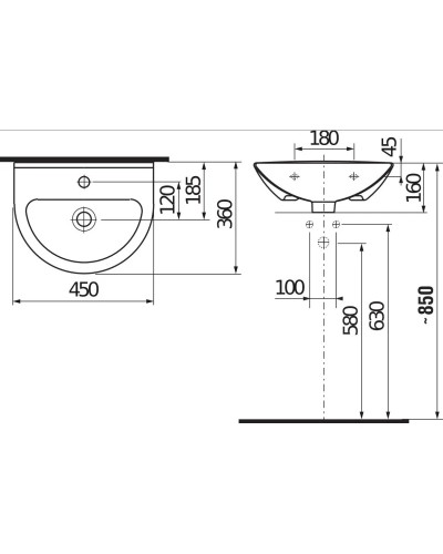 Раковина 45x36 см Jika Mio 8157110001041