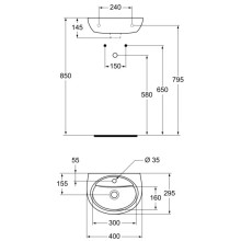 Раковина 40х29,5 см Vidima Sirius W418661