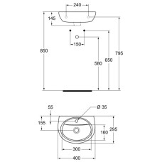 Раковина 40х29,5 см Vidima Sirius W418661