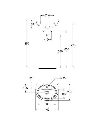 Раковина 40х29,5 см Vidima Sirius W418661