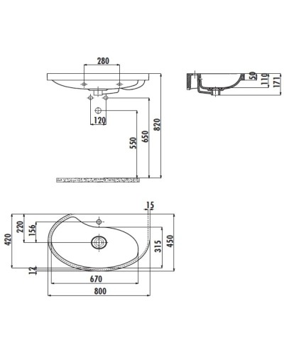 Раковина 80х45 см Creavit Minimal AP080-00CB00E-0000