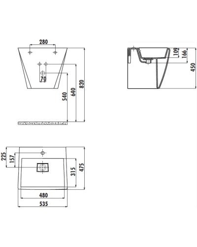 Раковина 53,5х47,5 см Creavit CR0550000
