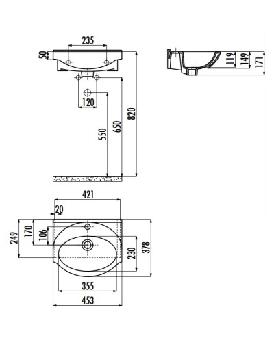 Раковина 45,3х37,8 см Creavit Etol ET04500000