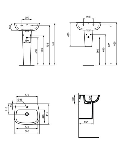 Раковина 50х41,5 см Ideal Standard Esedra T280801