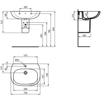 Раковина 70х53 см Ideal Standard Tesi T351201