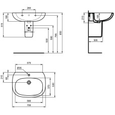 Раковина 70х53 см Ideal Standard Tesi T351201