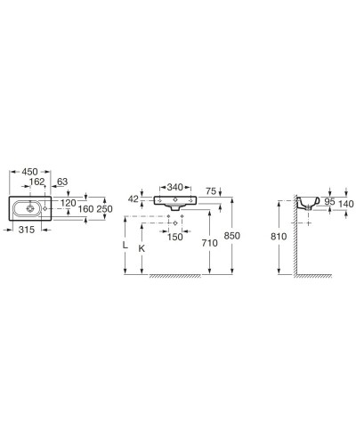 Раковина 45х25 см Roca Meridian 327248000