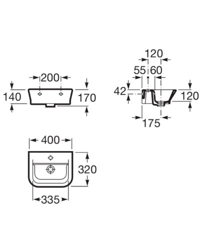 Раковина 40х32 см Roca The Gap 327478000