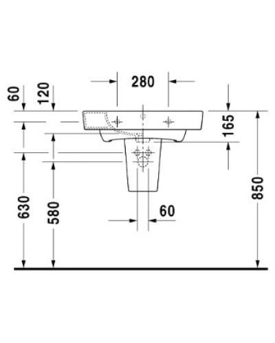 Раковина 65х51 см Duravit Starck 2 2323650000