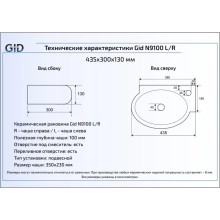 Раковина 43,5х30 см GID Simple N N9100L