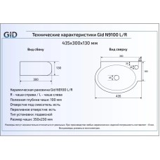 Раковина 43,5х30 см GID Simple N N9100L