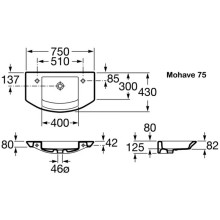 Раковина 75х43 см Roca Mohave 327889000