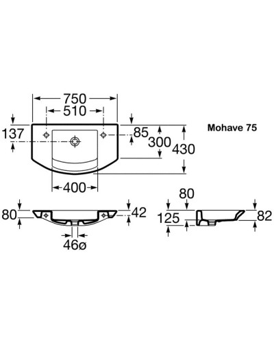 Раковина 75х43 см Roca Mohave 327889000