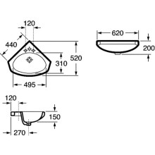 Раковина 62х52 см Roca Estudio Angular 325200001