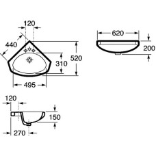 Раковина 62х52 см Roca Estudio Angular 325200001