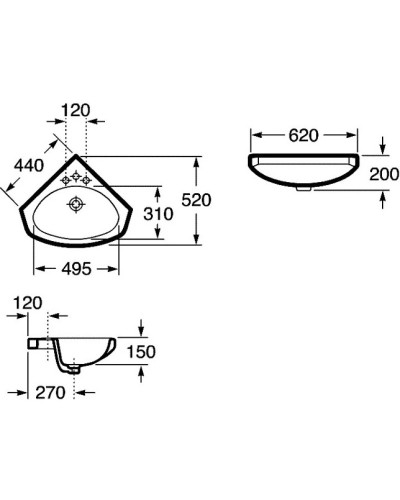 Раковина 62х52 см Roca Estudio Angular 325200001