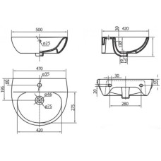 Раковина 50х42 см Kolo Runa L81150000