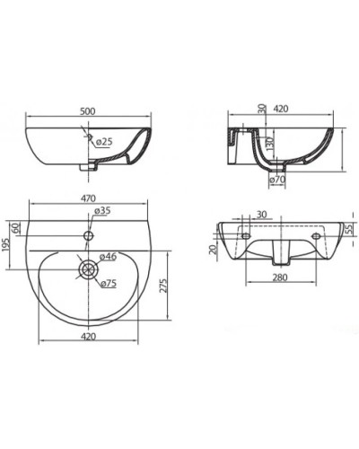 Раковина 50х42 см Kolo Runa L81150000
