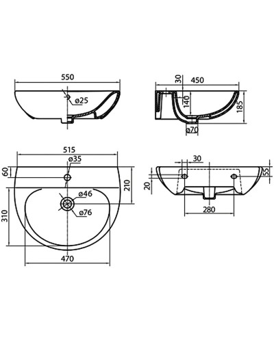Раковина 55х45 см Kolo Runa L81155000